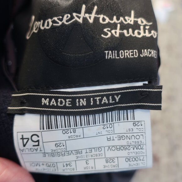 Mens ZeroSettanta Studio Navy Wool Blend Mixed Media Reversible Vest 54 US/44 CO - Picture 14 of 16